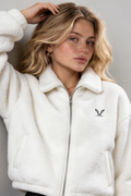 Linear Cropped Borg Full Zip
