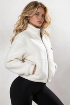 Linear Cropped Borg Full Zip