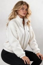 Linear Cropped Borg Full Zip